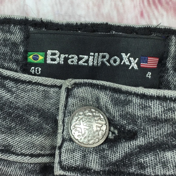 🐞Brazil Roxx Gray w/Leather Trim Jean Size 4 - Picture 6 of 15